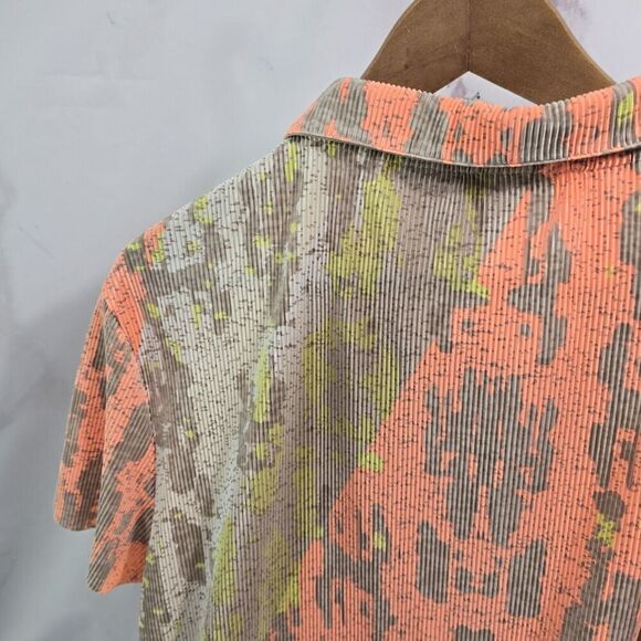 Jamie Sadock Shirt Womens XXL Pink Brown Zip Ripple Crinkle Textured Snake Rib - Picture 6 of 9